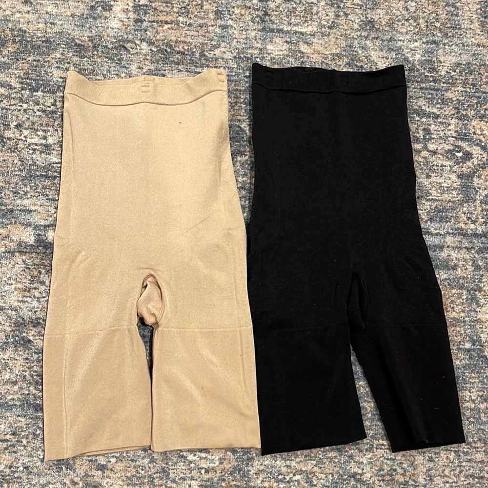 2 pair - High Waisted SPANX - Size Small Nude/Black